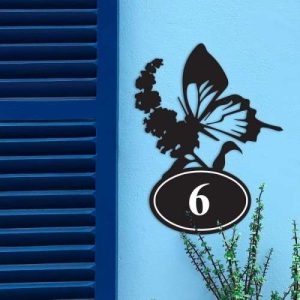 Personalized Butterfly Lavender Address Sign House Number Plaque Custom Metal Sign 3