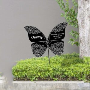 Personalized Butterfly Memorial Sign Yard Stakes In Loving Memory Grave Marker Cemetery Decor Custom Metal Sign