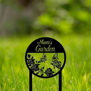 Personalized Butterfly Rose Mom Garden  Stakes Decorative Custom Metal Sign