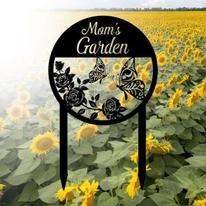 Personalized Butterfly Rose Mom Garden Stakes Decorative Custom Metal Sign 2