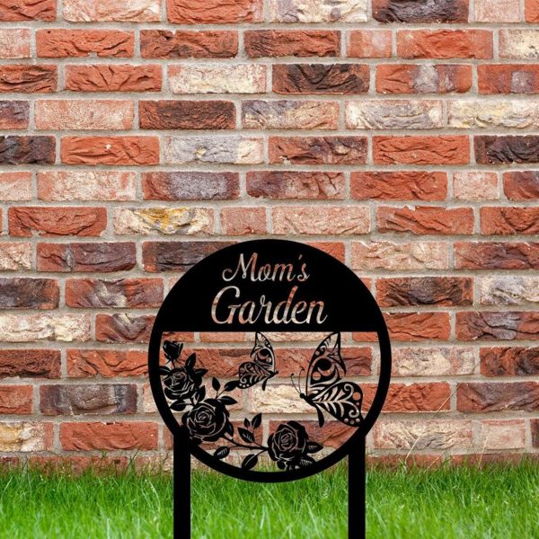 Personalized Butterfly Rose Mom Garden  Stakes Decorative Custom Metal Sign