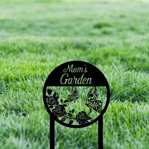 Personalized Butterfly Rose Mom Garden  Stakes Decorative Custom Metal Sign