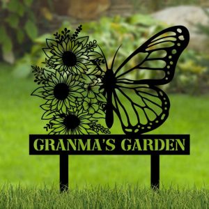 Personalized Butterfly With Sunflowers Garden Decorative Custom Metal Sign 4 1