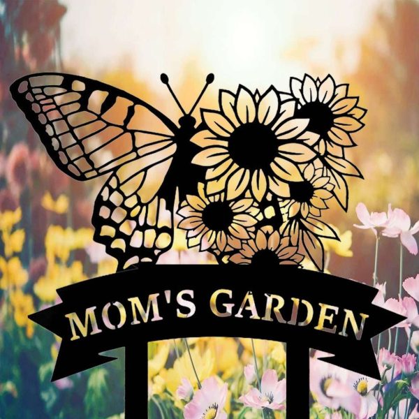 Personalized Butterfly With Sunflowers Garden Yard Stakes Decorative Custom Metal Sign