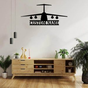 Personalized C 5 Galaxy Airplane Sign Aircraft Hangar Pilot Name Sign Patriotic Decor Gift Custom Metal Sign 1