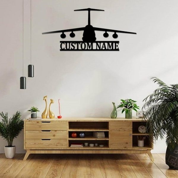 Personalized C-5 Galaxy Airplane Sign Aircraft Hangar Pilot Name Sign Patriotic Decor Gift Custom Metal Sign