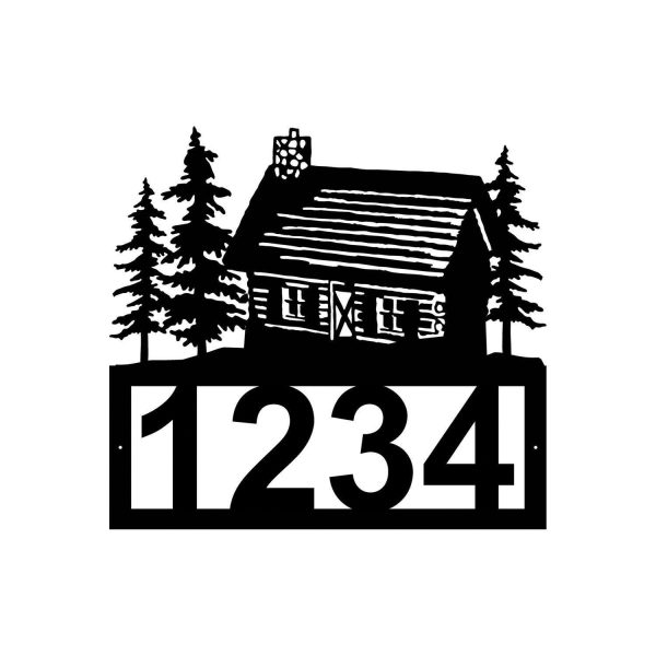 Personalized Cabin Forest Address Sign House Number Plaque Custom Metal Sign