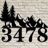 Personalized Cabin Mountains Home Address Sign Pine Tree House Number Plaque Custom Metal Sign 2