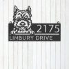 Personalized Cairn Terrier Dog Cute Puppy Address Sign House Number Plaque Custom Metal Sign 3