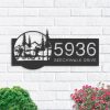 Personalized Camping Camper Hiking Hiker with Dog Mountain Address Sign House Number Plaque Custom Metal Sign 1