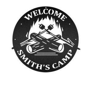 Personalized Camping Fire Welcome Sign Afcultures Metal Wall Art Custom Metal Sign 1