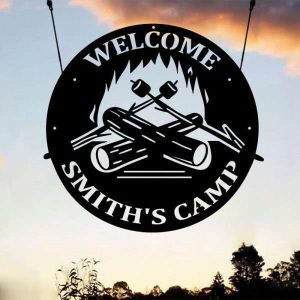 Personalized Camping Fire Welcome Sign Afcultures Metal Wall Art Custom Metal Sign 2