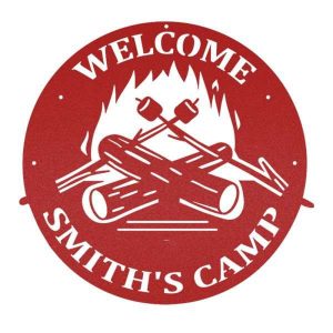 Personalized Camping Fire Welcome Sign Afcultures Metal Wall Art Custom Metal Sign 3