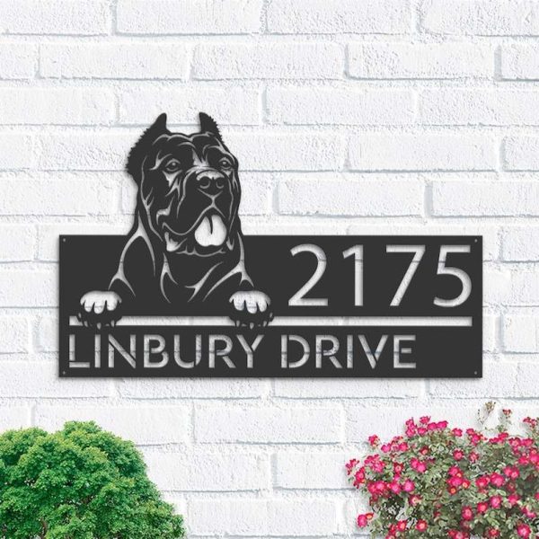 Personalized Cane Corso Cute Puppy Dog Address Sign House Number Plaque Custom Metal Sign