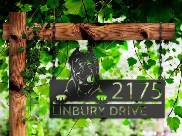 Personalized Cane Corso Cute Puppy Dog Address Sign House Number Plaque Custom Metal Sign