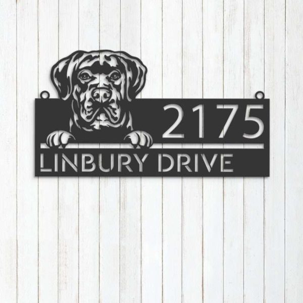 Personalized Cane Corso Dog Cute Puppy Address Sign House Number Plaque Custom Metal Sign