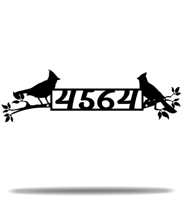 Personalized Cardinal Branch Tree Address Sign House Number Plaque Custom Metal Sign