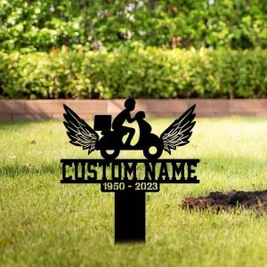 Personalized Carrier With Wings Memorial Sign Yard Stakes Grave Marker Cemetery Decor Custom Metal Sign 3