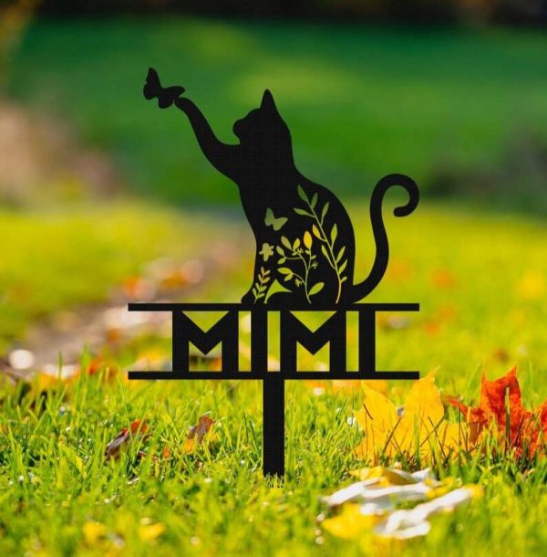 Personalized Cat Memorial Sign Yard Stakes Grave Marker Cat Loss Gift Sympathy Sign Cemetery Decor Custom Metal Sign