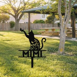 Personalized Cat Memorial Sign Yard Stakes Grave Marker Cat Loss Gift Sympathy Sign Cemetery Decor Custom Metal Sign 2