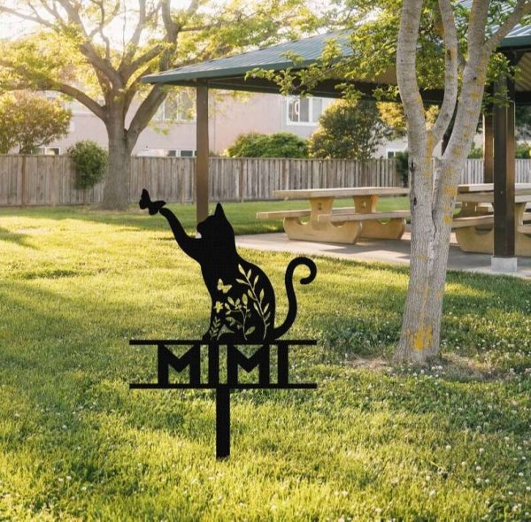 Personalized Cat Memorial Sign Yard Stakes Grave Marker Cat Loss Gift Sympathy Sign Cemetery Decor Custom Metal Sign