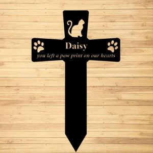 Personalized Cat Memorial Sign Yard Stakes Grave Marker Cemetery Decor Custom Metal Sign 1 1