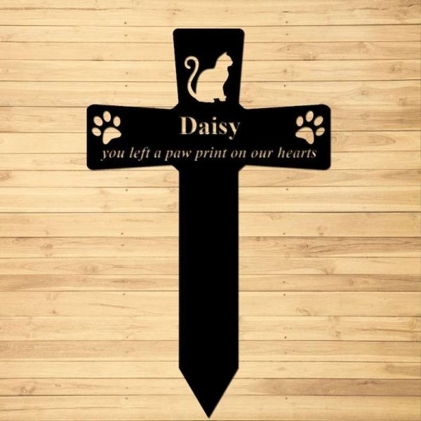 Personalized Cat Memorial Sign Yard Stakes Grave Marker Cemetery Decor Custom Metal Sign