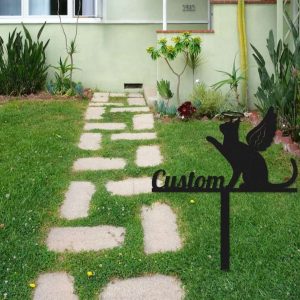 Personalized Cat Memorial Sign Yard Stakes Grave Marker Cemetery Decor Custom Metal Sign 1 2