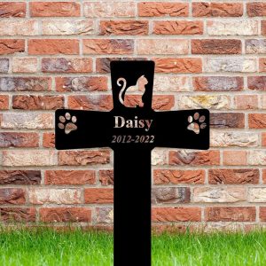 Personalized Cat Memorial Sign Yard Stakes Grave Marker Cemetery Decor Custom Metal Sign 3 1