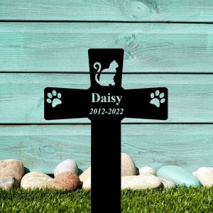 Personalized Cat Memorial Sign Yard Stakes Grave Marker Cemetery Decor Custom Metal Sign 4 1