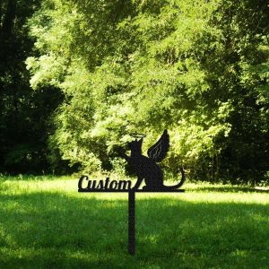 Personalized Cat Memorial Sign Yard Stakes Grave Marker Cemetery Decor Custom Metal Sign 4 2