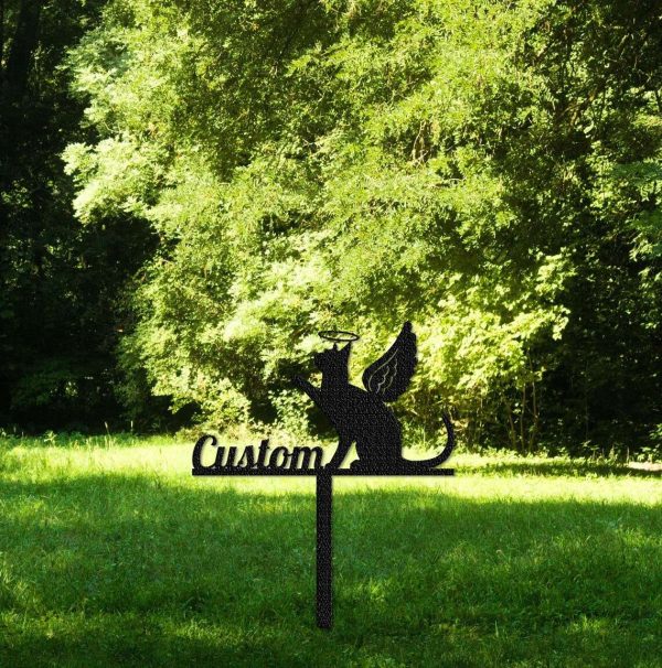 Personalized Cat Memorial Sign Yard Stakes Grave Marker Cemetery Decor Custom Metal Sign