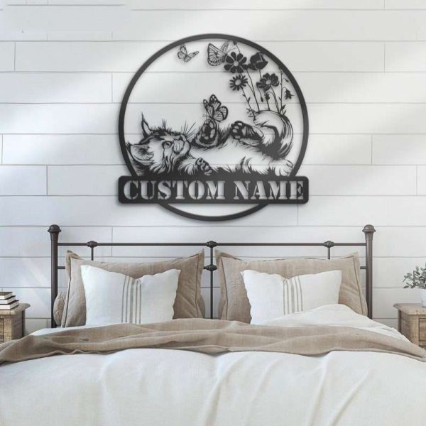 Personalized Cat With Butterfly Decorative Garden Custom Metal Sign