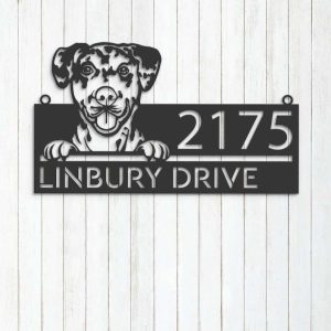 Personalized Catahoula Dog Cute Puppy Address Sign House Number Plaque Custom Metal Sign 3