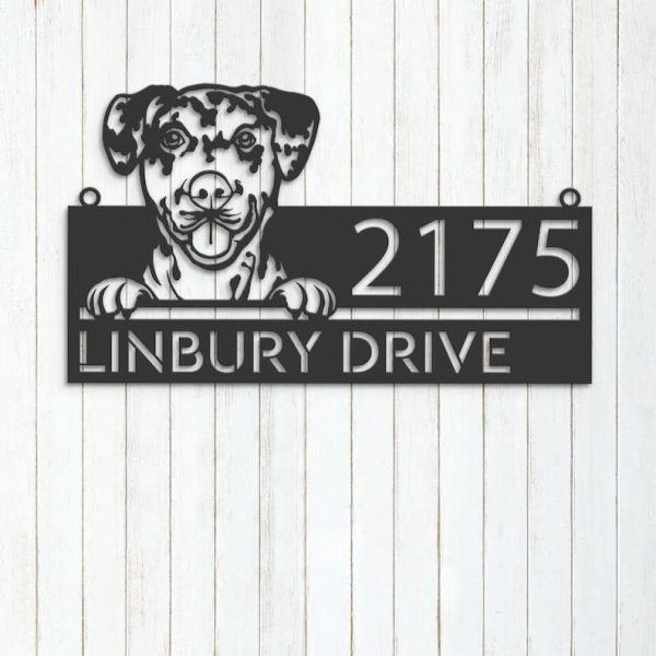 Personalized Catahoula Dog Cute Puppy Address Sign House Number Plaque Custom Metal Sign