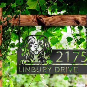 Personalized Cavalier King Charles Spaniel Dog Address Sign House Number Plaque Custom Metal Sign 2