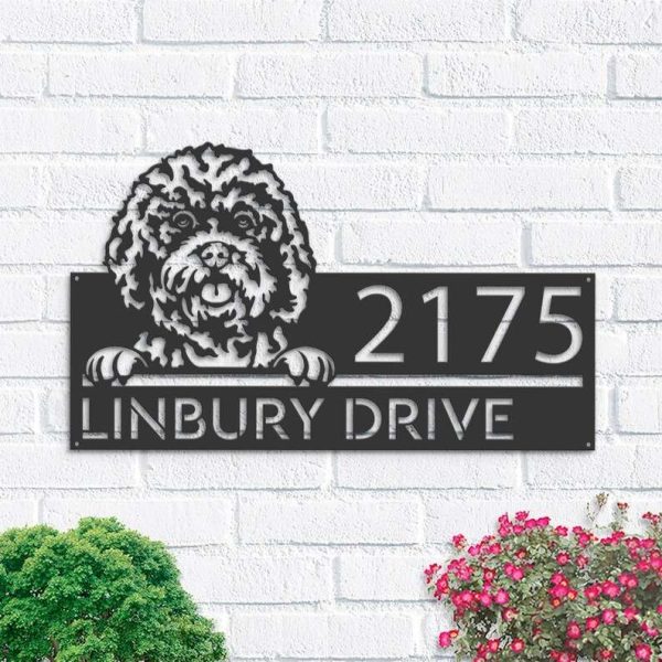 Personalized Cavapoo Dog Cute Puppy Address Sign House Number Plaque Custom Metal Sign