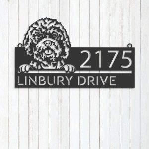 Personalized Cavapoo Dog Cute Puppy Address Sign House Number Plaque Custom Metal Sign