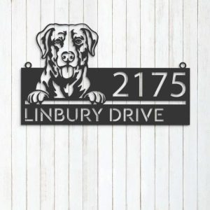 Personalized Chesapeake Bay Retriever Dog Cute Puppy Address Sign House Number Plaque Custom Metal Sign 3