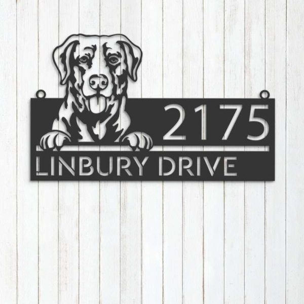 Personalized Chesapeake Bay Retriever Dog Cute Puppy Address Sign House Number Plaque Custom Metal Sign