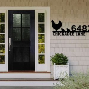 Personalized Chicken Farm Address Sign Chicken Family with chicks House Number Plaque Custom Metal Sign