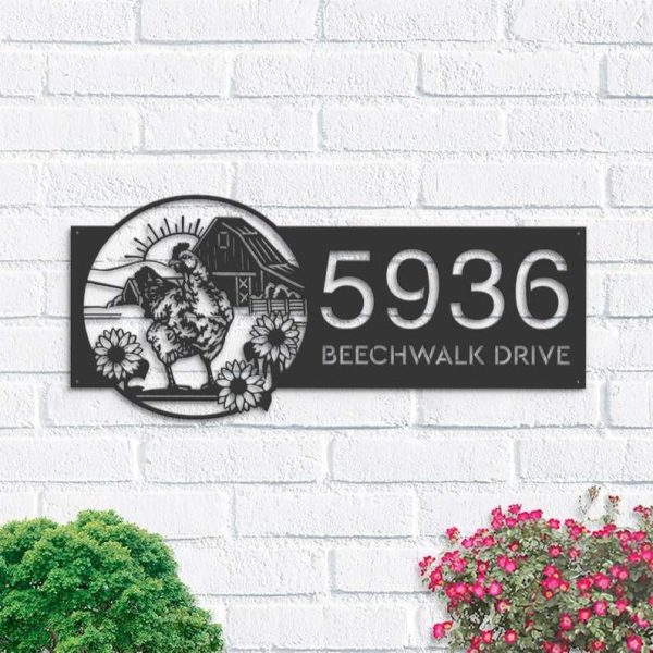 Personalized Chicken Hen House Farm Animal Ranch Address Sign House Number Plaque Custom Metal Sign