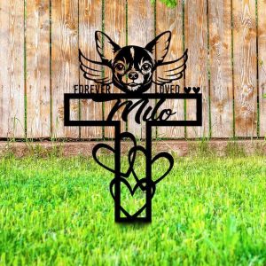 Personalized Chihuahua Memorial Sign Yard Stakes Grave Marker Cemetery Decor Custom Metal Sign