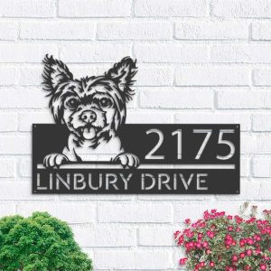 Personalized Chinese Crested Dog Cute Puppy Address Sign House Number Plaque Custom Metal Sign