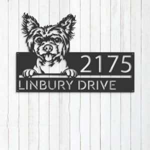 Personalized Chinese Crested Dog Cute Puppy Address Sign House Number Plaque Custom Metal Sign 3