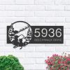 Personalized Christmas Dog Cat Santa Claus on Sleigh Reindeer Christmas Address Sign House Number Plaque Custom Metal Sign 1