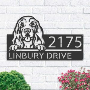 Personalized Cocker Spaniel Dog Puppy Address Sign House Number Plaque Custom Metal Sign 1