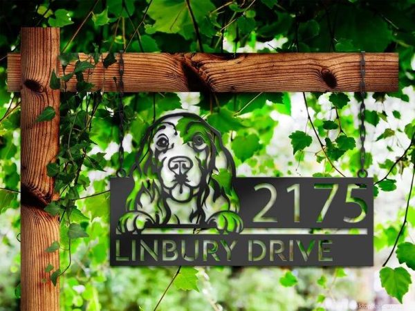 Personalized Cocker Spaniel Dog Puppy Address Sign House Number Plaque Custom Metal Sign