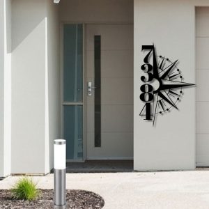 Personalized Compass Rose Vertical Address Sign House Number Plaque Custom Metal Sign 1