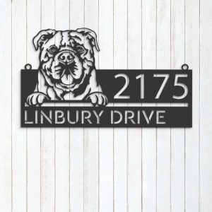 Personalized Continental Bulldog Cute Puppy Address Sign House Number Plaque Custom Metal Sign 3